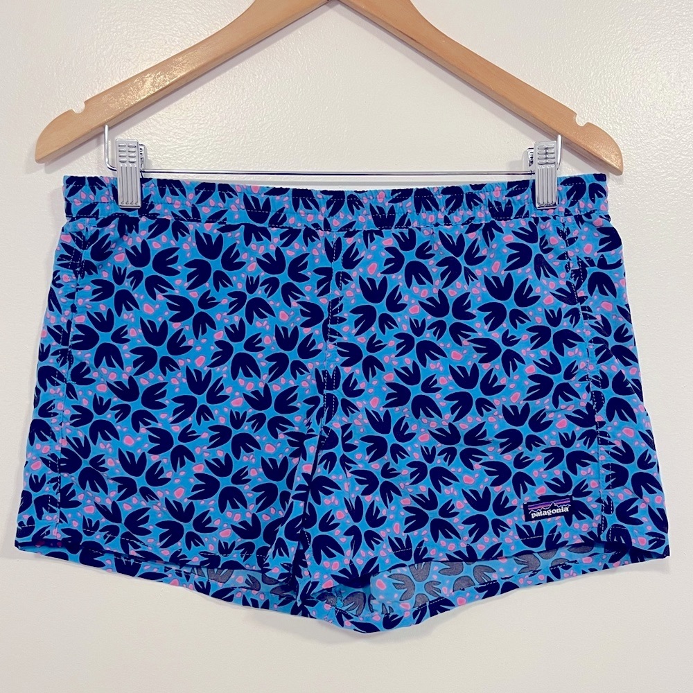 Patagonia Girls Baggies 4" Shorts Pollen Confetti Joya Blue XXL